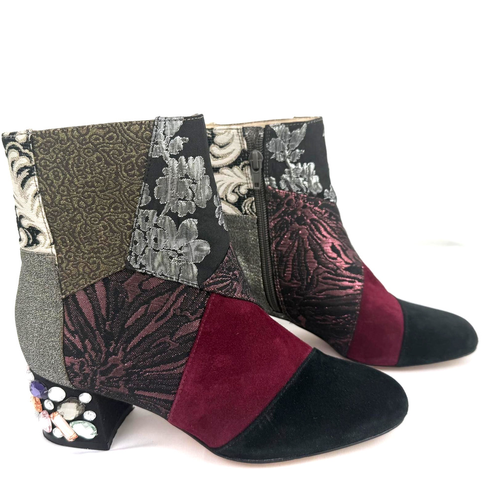 Anthropologie Bettye Muller Cyd Boot Women 6.5 M Suede Boho Patchwork Ankle Rare